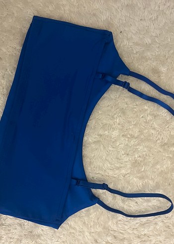 s Beden mavi Renk Kadın Mavi İnce Askılı Crop Top