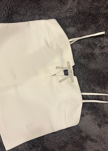 Straplez Mini Beyaz Kadın Üst