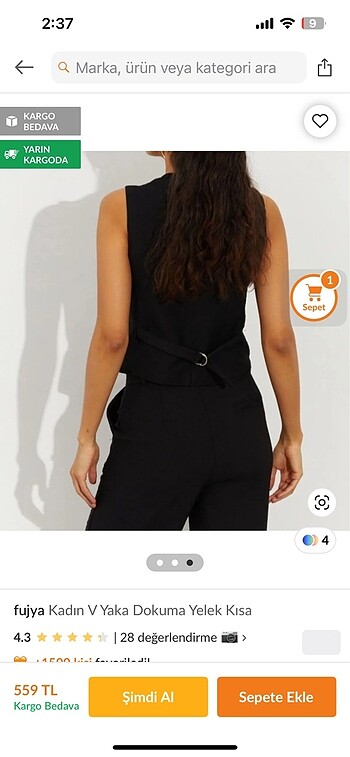 s Beden siyah kumaş yelek
