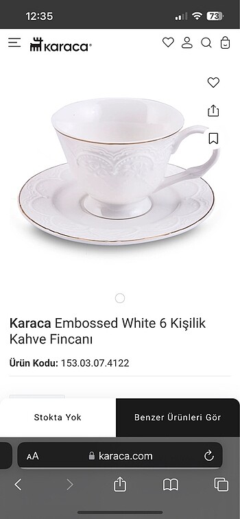 Karaca Kahve Fincanı Porselen