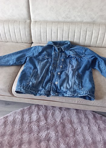 Düğmeli Mavi Kadın Denim Ceket