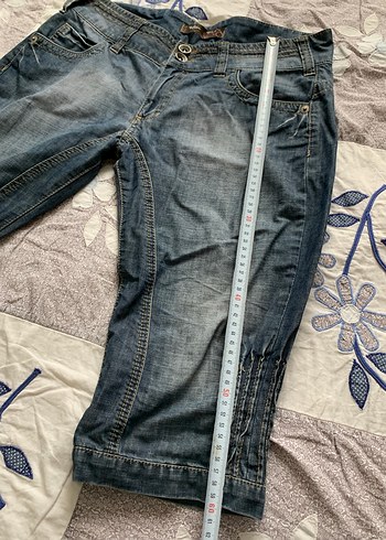 38 Beden mavi Renk Kadın Gri Bol Kesim Midi Kot Şort