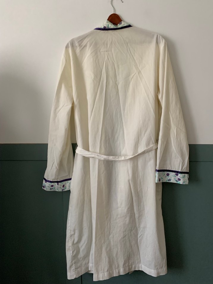 Nakışlı Bohem Beyaz Uzun Kadın Sabahlık - Görsel 2