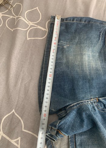 Düğmeli Mavi Mini Kot Şort - Görsel 6