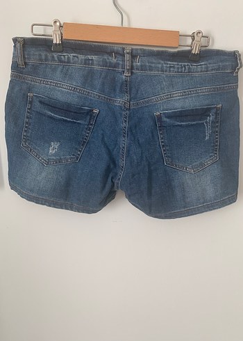 Düğmeli Mavi Mini Kot Şort - Görsel 2