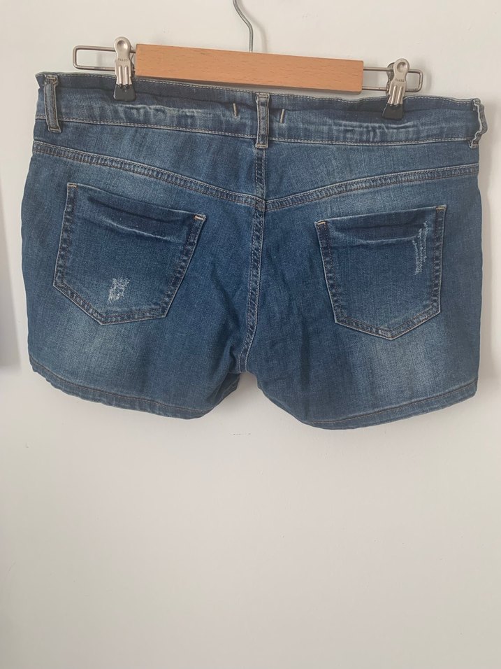 Düğmeli Mavi Mini Kot Şort - Görsel 2