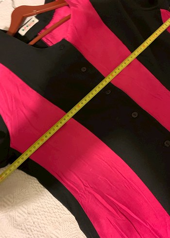 Uzun Kollu Pembe Siyah Vintage mini elbise - Görsel 4