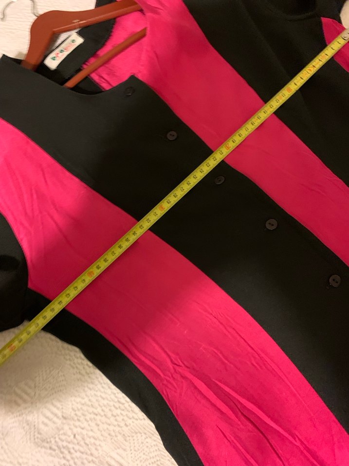 Uzun Kollu Pembe Siyah Vintage mini elbise - Görsel 4