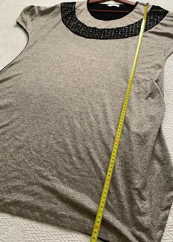 Gri Kısa Kollu Hamile Triko Tunik - Görsel 4