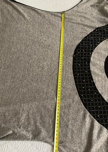 Gri Kısa Kollu Hamile Triko Tunik - Görsel 3