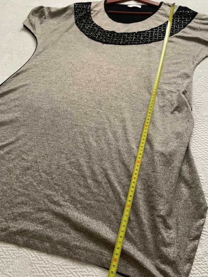 Gri Kısa Kollu Hamile Triko Tunik - Görsel 4