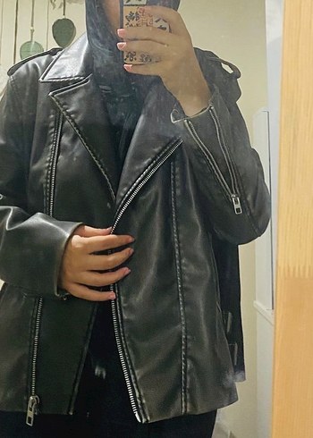 Zara Siyah Deri Biker Ceket - Görsel 6