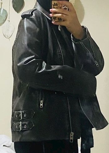 Zara Siyah Deri Biker Ceket - Görsel 7