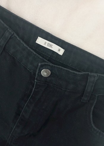 Defacto Siyah Bol Kesim Midi Denim Pantolon