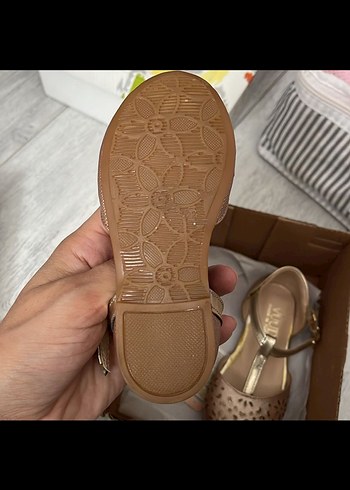 Bej Parlak Tokalı Kız Çocuk Babet Ayakkabı - Görsel 4