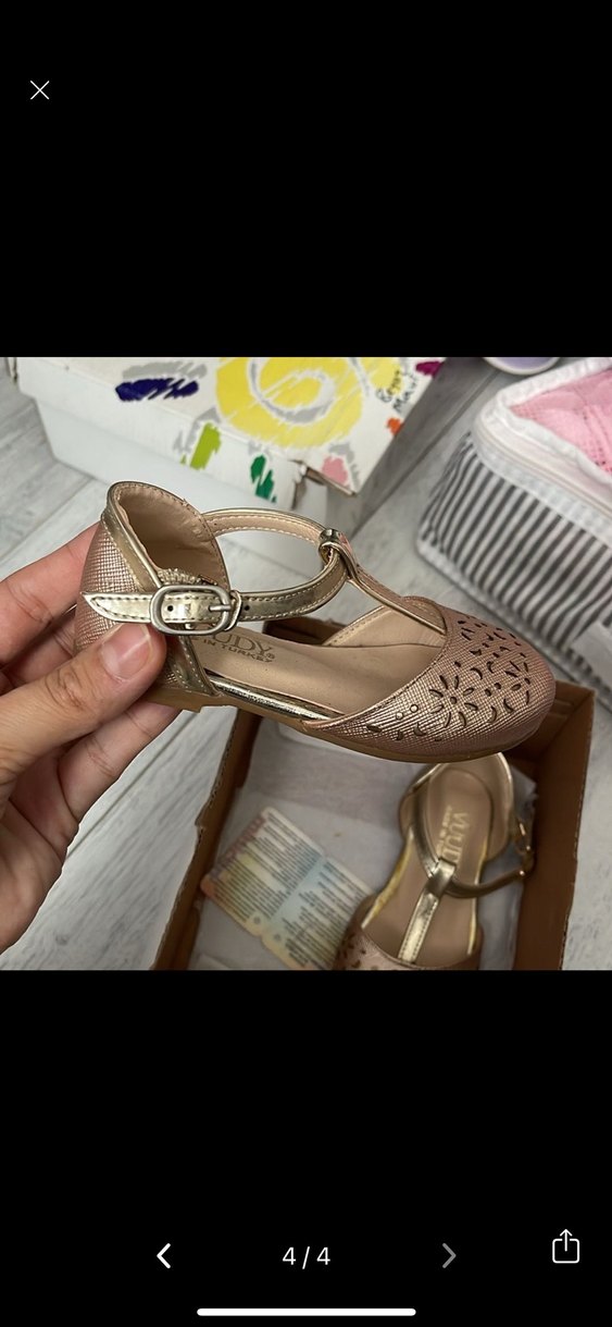 Bej Parlak Tokalı Kız Çocuk Babet Ayakkabı - Görsel 3