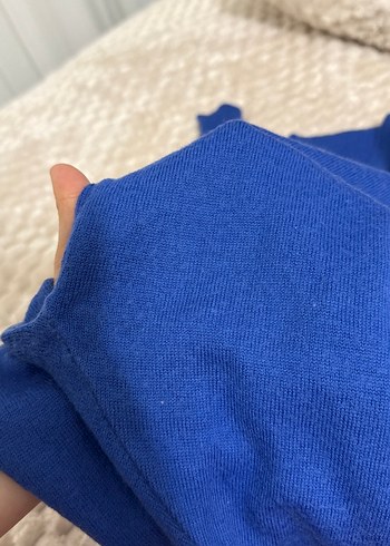 Mavi Boğazlı Uzun Kollu Kadın Kazak - Görsel 2