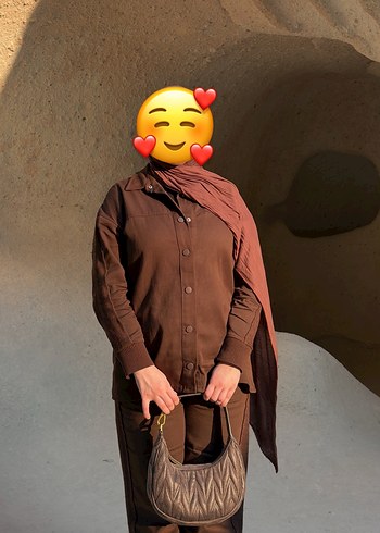 Düğmeli Kahverengi Süet Kadın Takım - Görsel 2