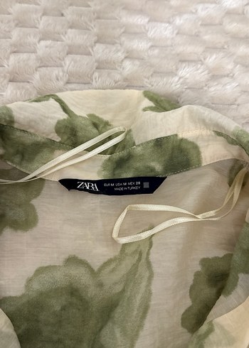 Yeşil Batik Desenli Keten Kadın Gömlek - Görsel 2