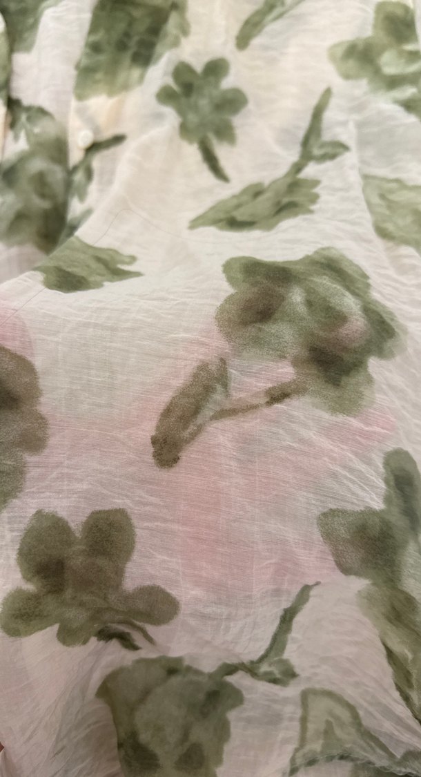 Yeşil Batik Desenli Keten Kadın Gömlek - Görsel 3