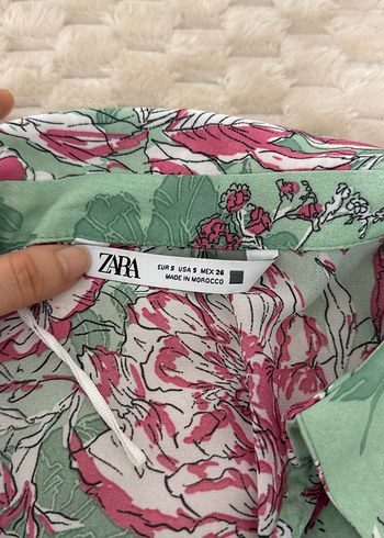 Çiçek Desenli Yeşil Bohem Kadın Gömlek - Görsel 3