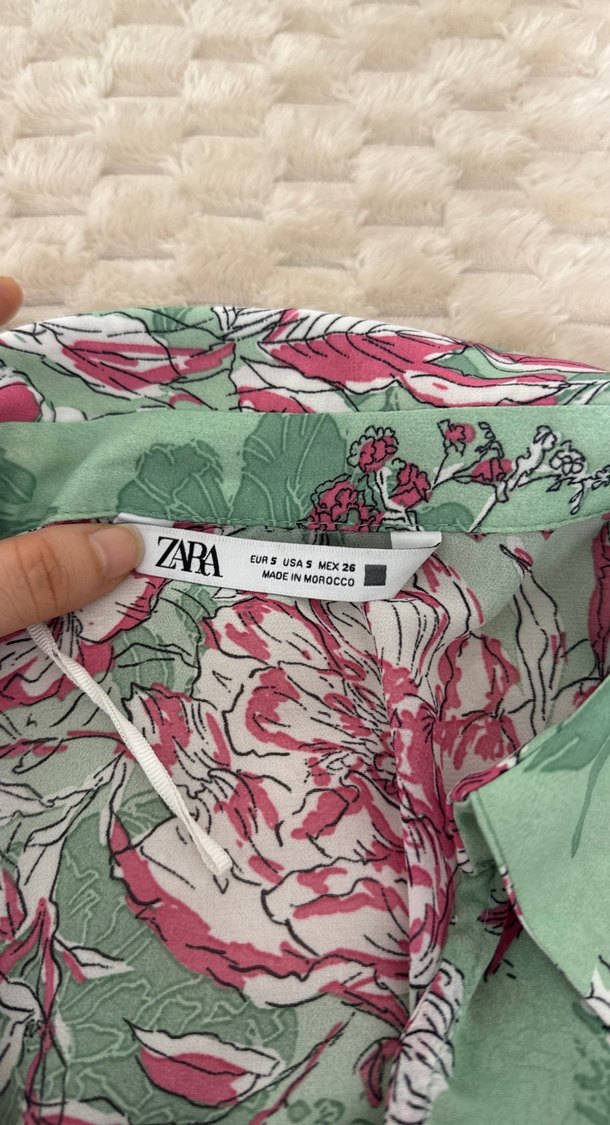 Çiçek Desenli Yeşil Bohem Kadın Gömlek - Görsel 3