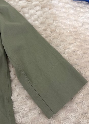 Kadın Haki Uzun Keten Gömlek - Görsel 4