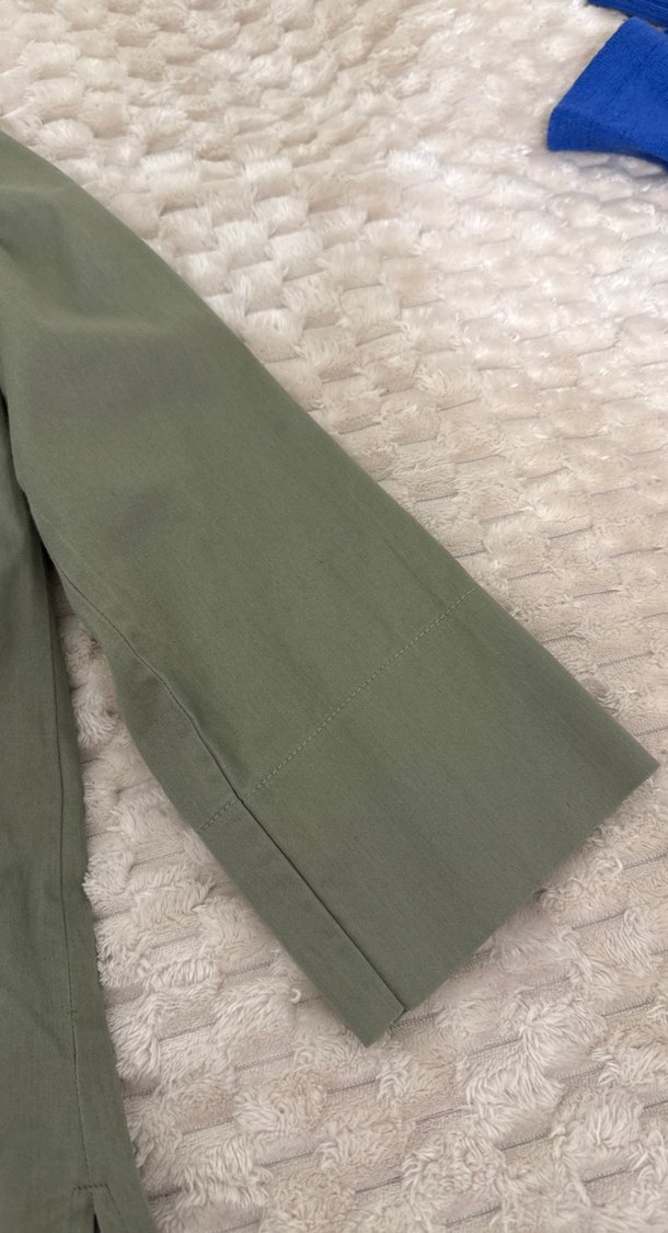 Kadın Haki Uzun Keten Gömlek - Görsel 4