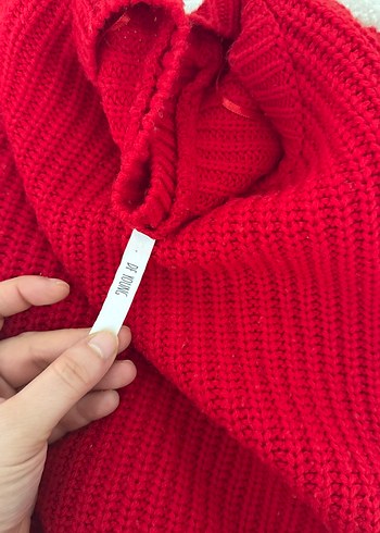 Kırmızı Triko Rahat Kesim Kadın Kazak - Görsel 3