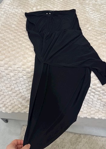 Drapeli Siyah Uzun tokalı etek - Görsel 2