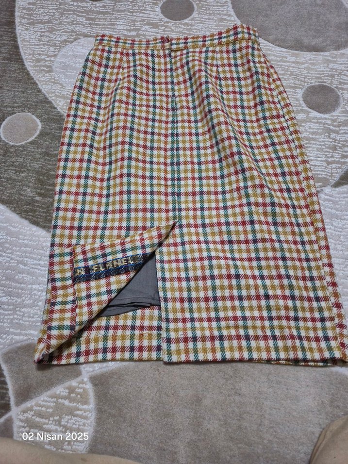 Renkli Ekose Midi Hamile Eteği - Görsel 3