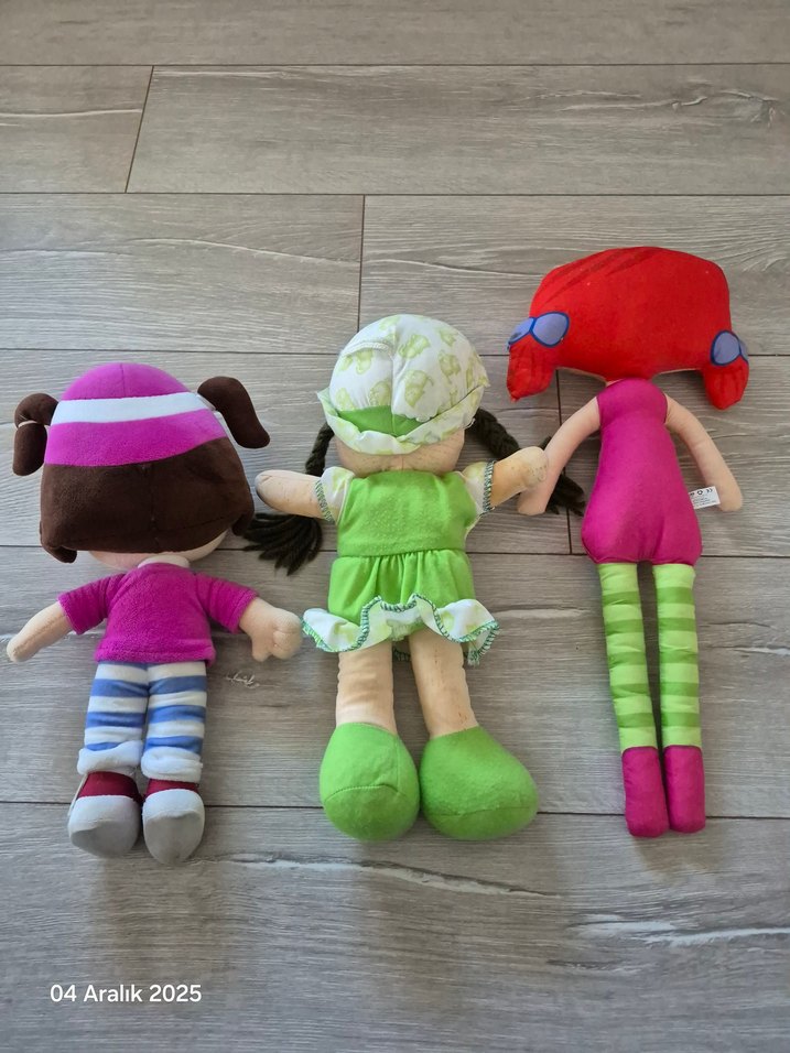 Renkli 3'lü Peluş Bebek Seti - Görsel 2