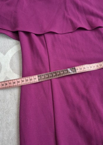 Uzun Mor Drapeli Kayık Yaka Kadın Abiye - Görsel 4