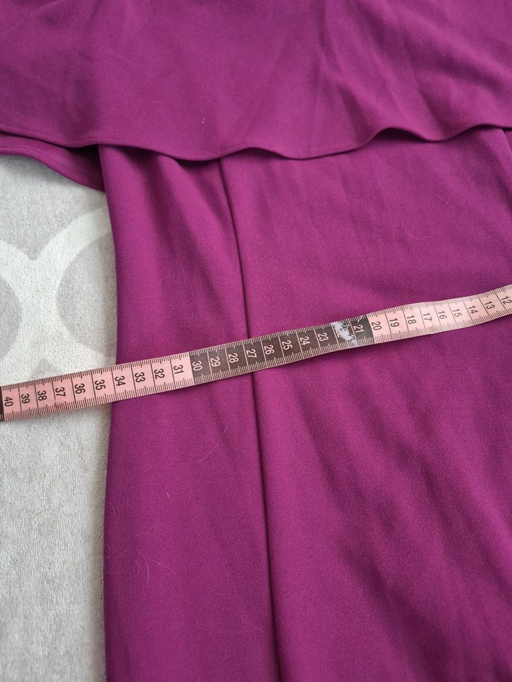 Uzun Mor Drapeli Kayık Yaka Kadın Abiye - Görsel 4