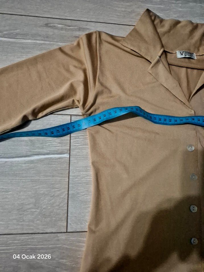Bej Kadın Uzun Kollu Gömlek - Görsel 5