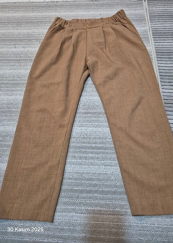 Kadın Kahverengi kumaş Pilili Pantolon - Görsel 2