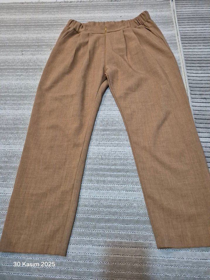 Kadın Kahverengi kumaş Pilili Pantolon - Görsel 2