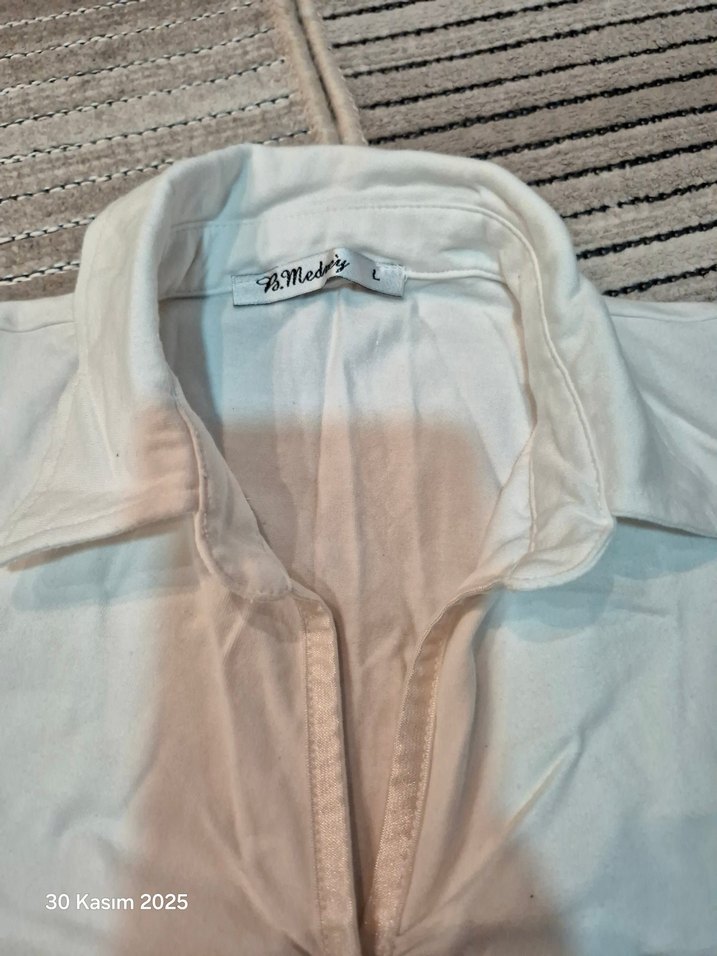 Düğmeli Beyaz Pamuklu Kadın bady - Görsel 3