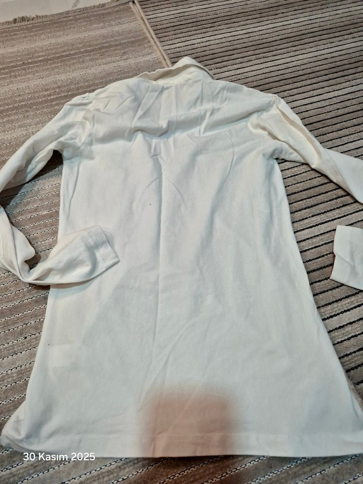 Düğmeli Beyaz Pamuklu Kadın bady - Görsel 2