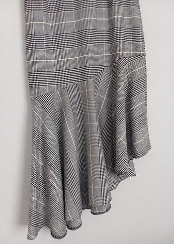 Kemerli Gri Ekose Etek - Görsel 3