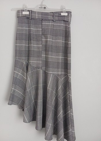 Kemerli Gri Ekose Etek - Görsel 4