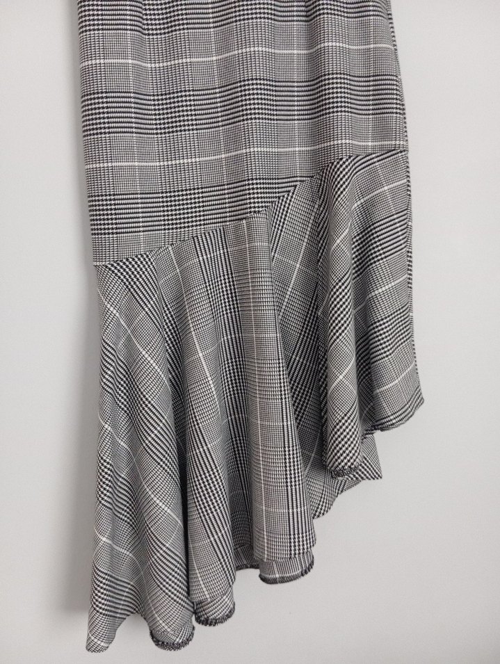 Kemerli Gri Ekose Etek - Görsel 3