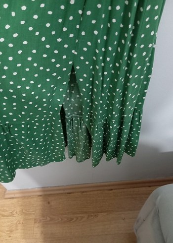 Yeşil Puantiyeli Uzun Bohem Elbise - Görsel 4