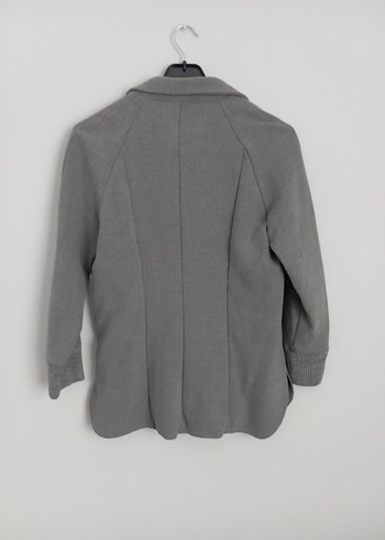 Düğmeli Gri Kadın Keten Blazer Ceket - Görsel 2