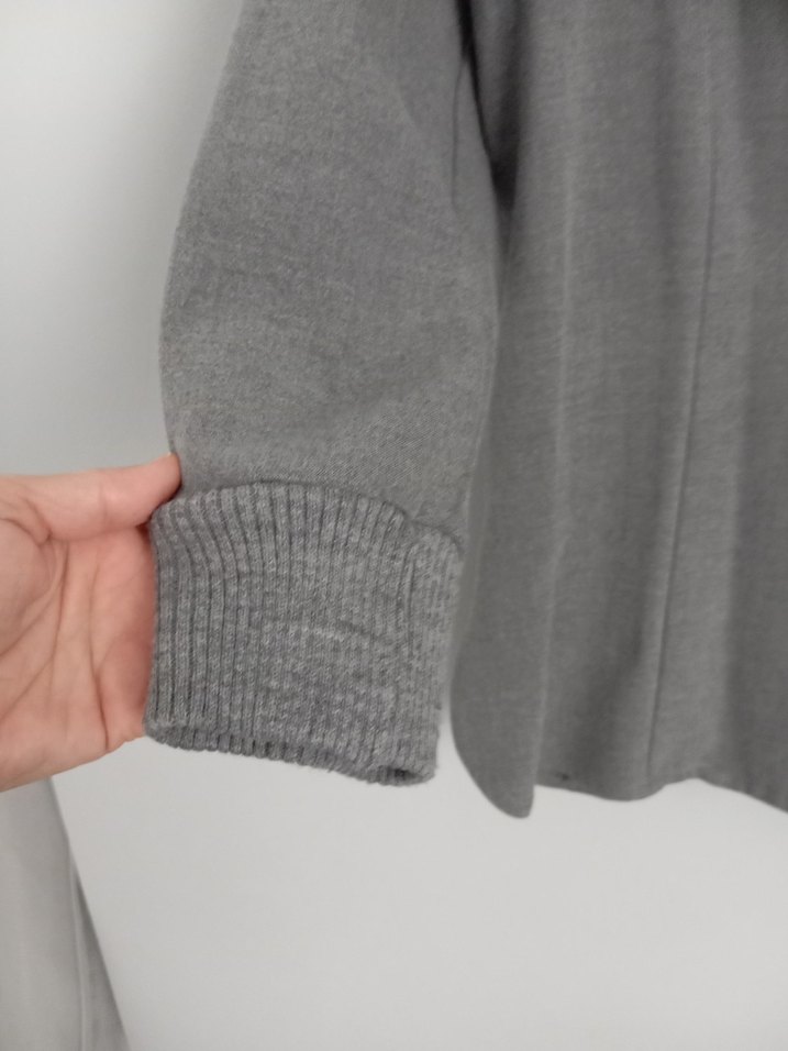 Düğmeli Gri Kadın Keten Blazer Ceket - Görsel 3