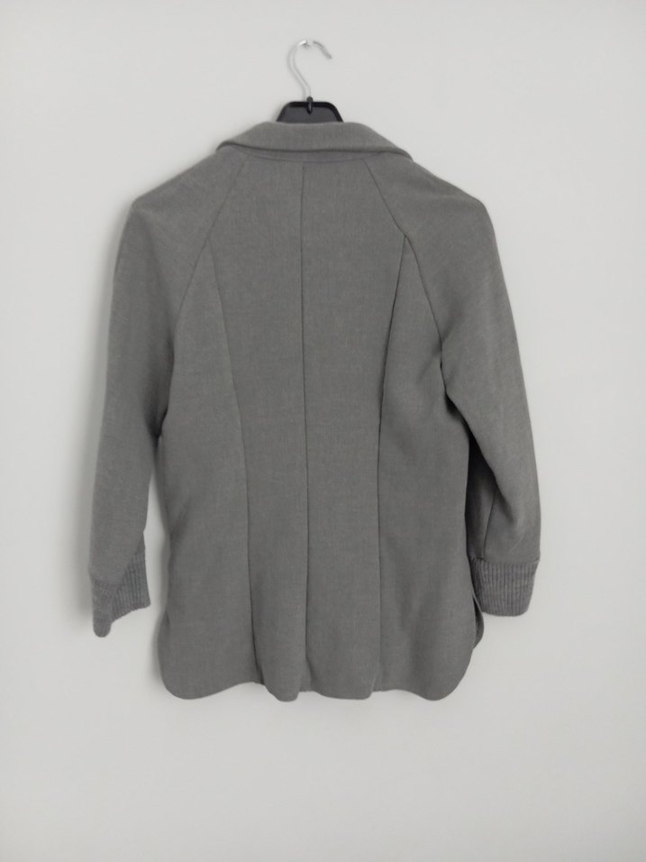 Düğmeli Gri Kadın Keten Blazer Ceket - Görsel 2