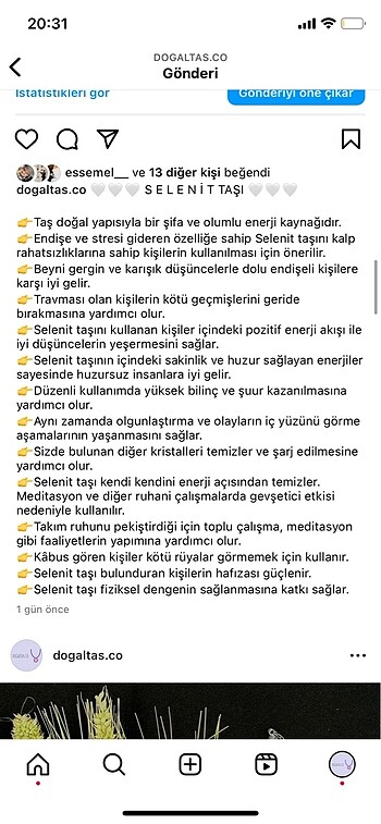 Diğer Selenit doğal taş kolye