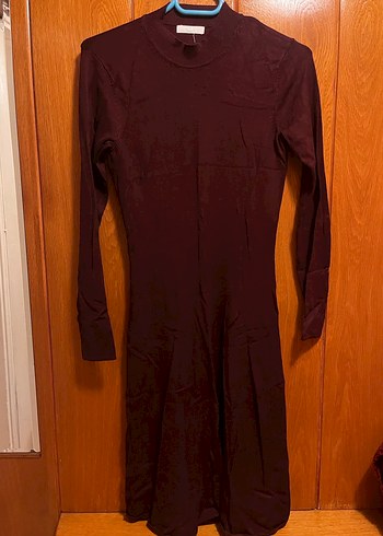 Siyah Yüksek Yakalı Kadın Triko Elbise - Görsel 2