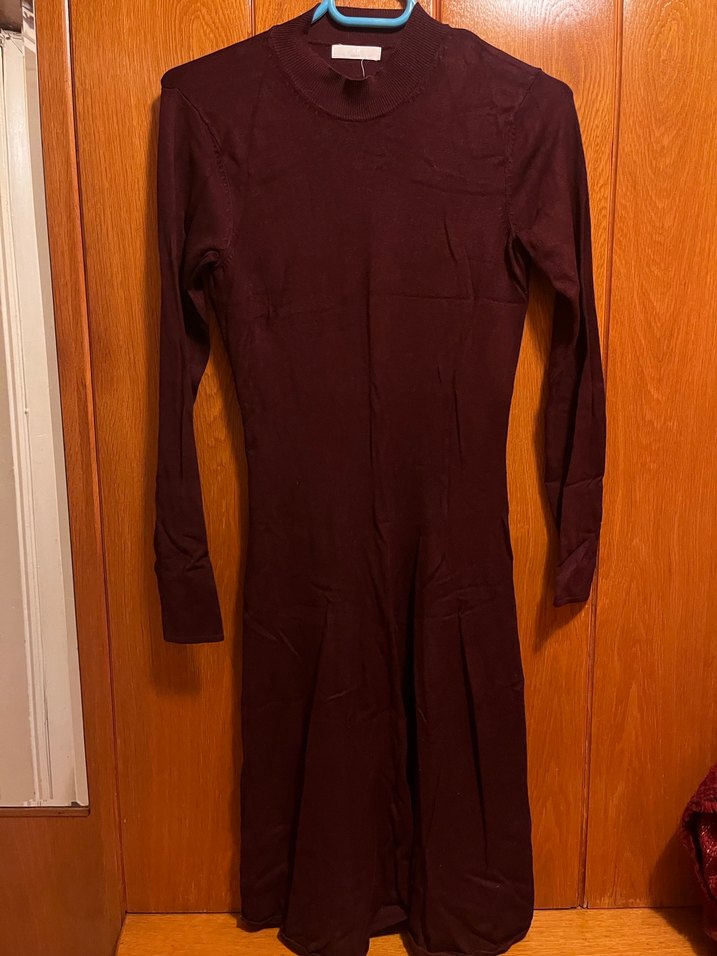 Siyah Yüksek Yakalı Kadın Triko Elbise - Görsel 2