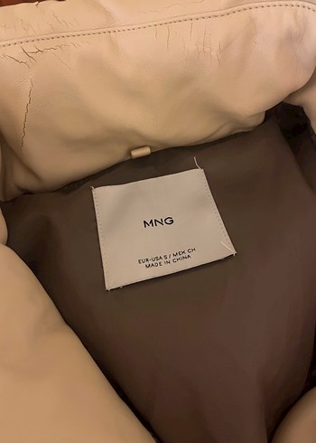 Bej Deri Kadın Kışlık Mont - Görsel 2